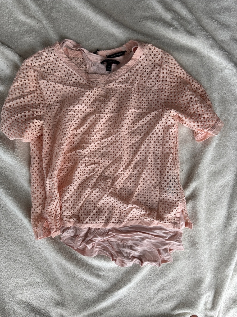 Banana Republic Pink Eyelet Layered Short Sleeve Tee